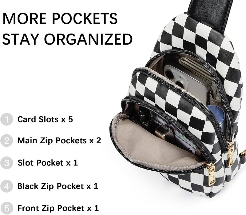 Bostanten Small Sling Bag for Women Leather Crossbody Bags Fanny Pack Chest Bag for Travel - Image 4